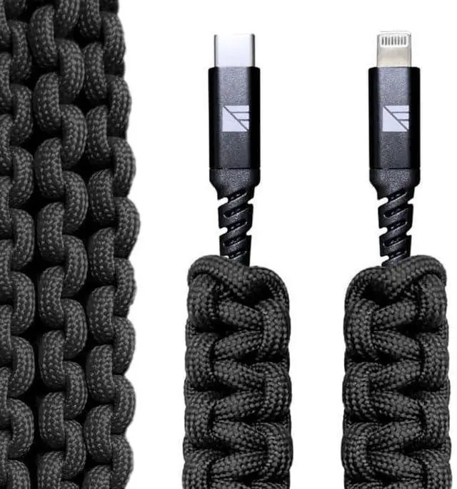 Alt view image 3 of 5 - Dark Energy Lightning to C Paracord Cable Black