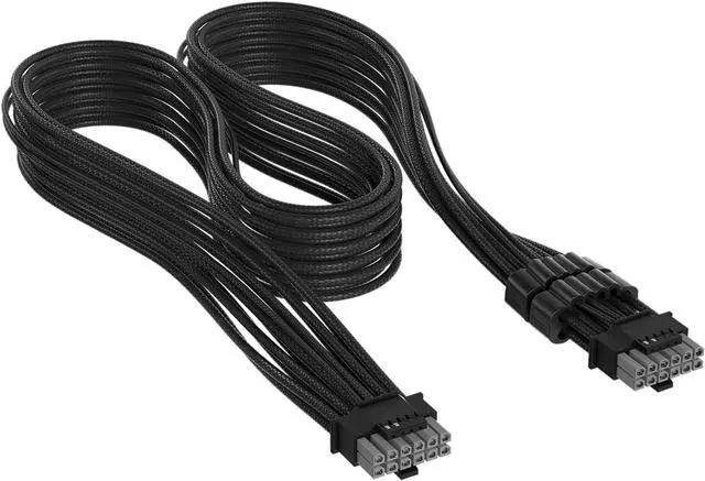 Main image of CORSAIR Elite Premium Individually Sleeved PCIe 12V-2x6 to PCIe 12V-2x6 600W PSU Cable Triple-Mesh Paracord Sleeve, Low-Profile Cable Combs, Compatible with 12V-2x6 PSUs Black