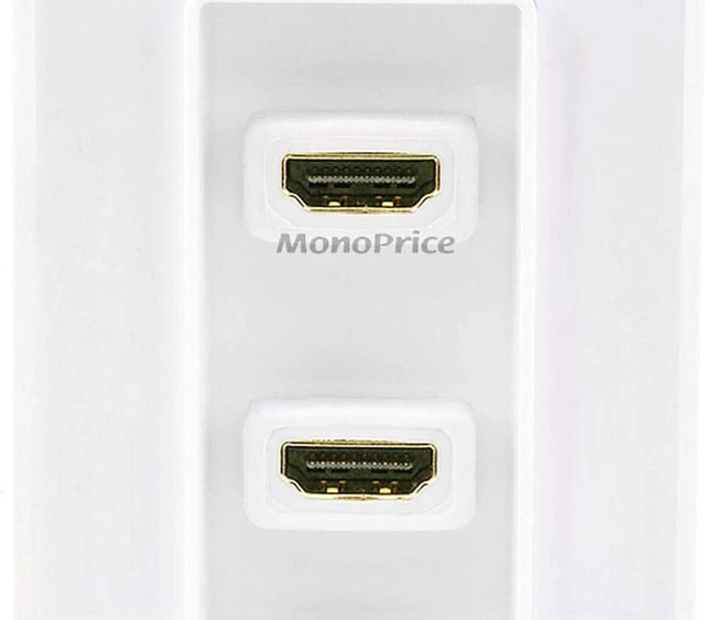 Alt view image 4 of 4 - Monoprice 107332 Two Piece Inset Wall Plate with 4-Inch Built-In Flexible High Speed HDMI Cable with Ethernet, Dual-Port