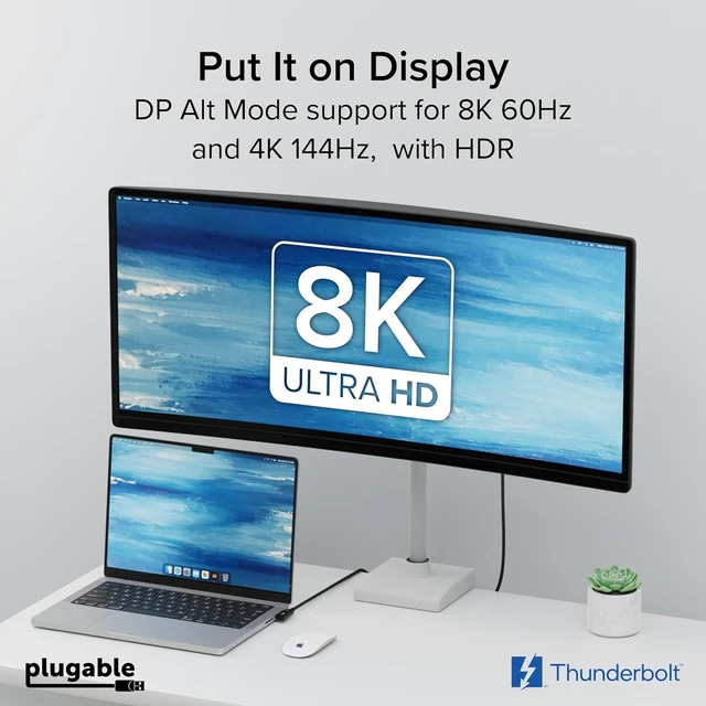Alt view image 4 of 7 - Plugable Thunderbolt 4 Cable Right Angle 40Gbps with 240W EPR Charging, 8K Display, Intel Certified 2.6 Feet (80CM) Compatible with USB4, Thunderbolt 3, USB C, iPad, MacBook, Windows (TBT4-240W-80CMR)