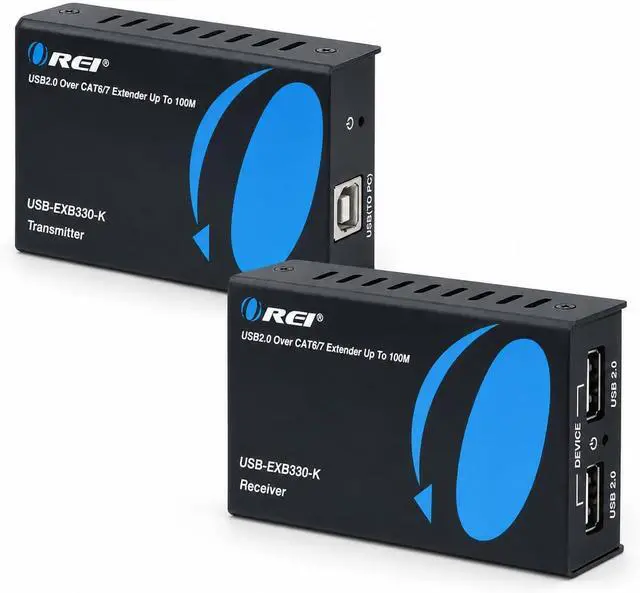 Main image of OREI USB Over Ethernet Extender Upto 330 Feet - Extends USB 2.0 Signals Over LAN Ethernet with 2 Ports - Power Over Cable, Long Distance Extension & Support for All Operating Systems (USB-EXB330-K)