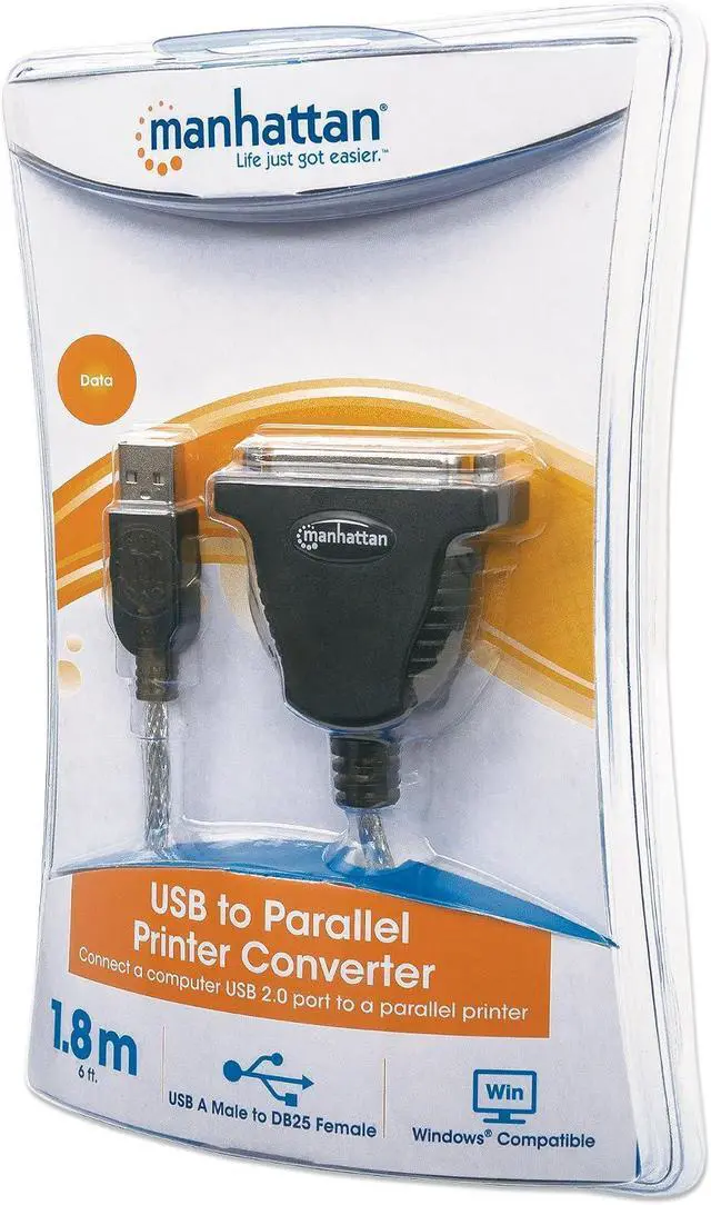 Alt view image 7 of 7 - Manhattan 336581 A Male to DB25 Female Full Speed USB to Parallel Printer Converter
