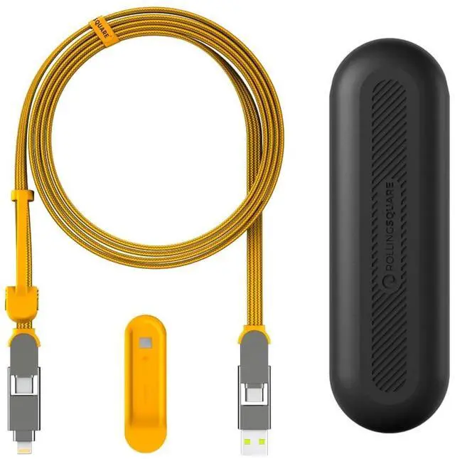 Main image of Rolling Square inCharge XL 200 cm - USB-C Cable, Universal Smartphone Cable, Gift for Men, 6-in-1 Universal Charger for Smartphones, Technical Gadget, Yellow, Lightning Cable 100W