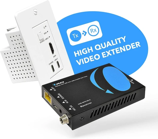 Alt view image 2 of 7 - OREI 4K HDMI/USB-C Extender, Over Single Cat6/Cat7 Cable Wall Plate Transmitter 4K @ 60Hz UltraHD with HDR & IR Control - Up to 165 ft