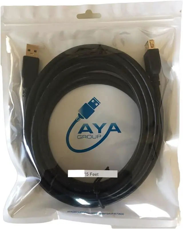 Alt view image 2 of 2 - AYA 15Ft (15 Feet) USB 3.0 SuperSpeed Male A to Female A Extension Cable Gold Plated Black