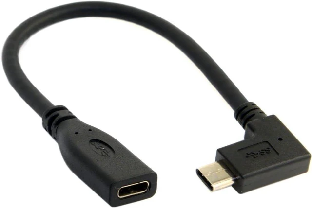 Alt view image 4 of 7 - CY 90 Degree Right Angled USB-C USB 3.1 Type C Male to Female Extension Data Cable for MacBook Tablet 20cm