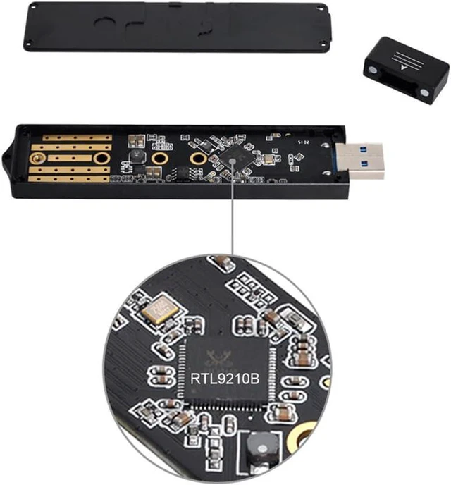 Alt view image 2 of 7 - xiwai USB 3.0 to NVME M-Key M.2 NGFF SATA SSD External PCBA Case Conveter Adapter RTL9210B Chipset