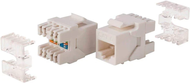 Main image of Monoprice Cat6 RJ-45 180-Degree Punch Down Keystone Dual IDC, White