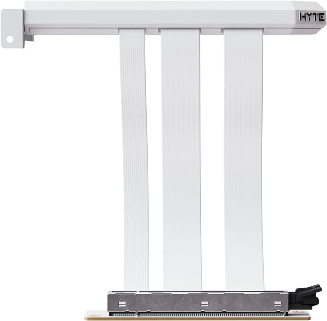 Alt view image 2 of 3 - Hyte PCIe 5.0 Hyper Riser - PCI Express Gen 5.0 Vertical Riser Cable with Reinforced Metal Slot - Snow White (White)