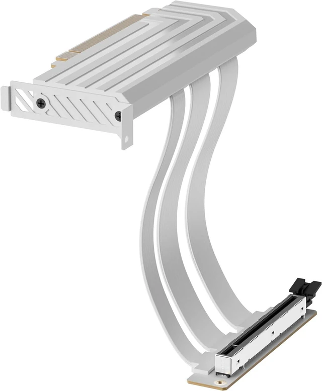 Alt view image 3 of 3 - Hyte PCIe 5.0 Hyper Riser - PCI Express Gen 5.0 Vertical Riser Cable with Reinforced Metal Slot - Snow White (White)