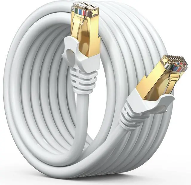 Main image of Cat 7 Ethernet Cable 10 ft - High-Speed Internet & Network LAN Patch Cable, RJ45 Connectors - 10ft / White - Perfect for Gaming, Streaming, and More