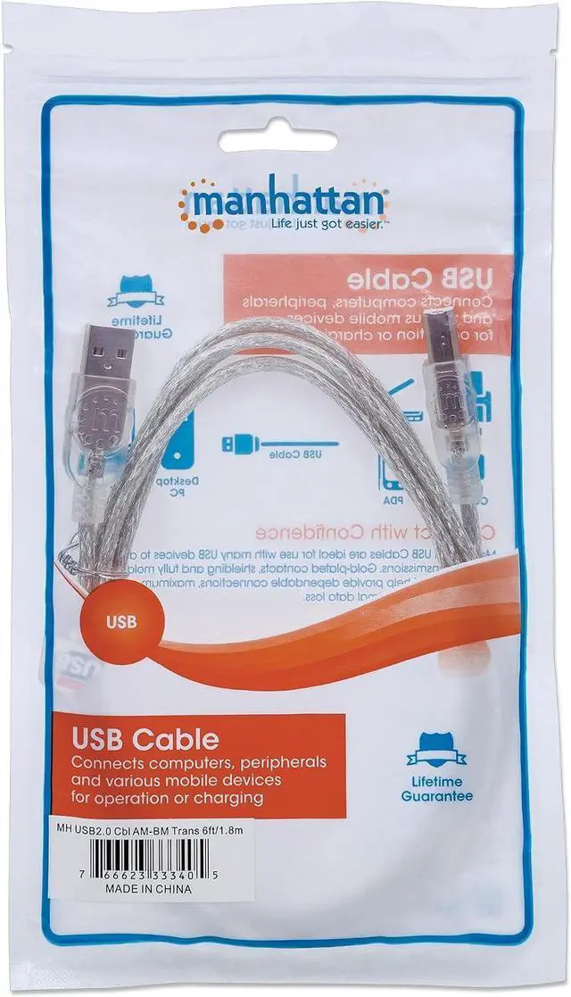 Alt view image 6 of 7 - Manhattan 340465 A-Male to B-Male USB 2 Cable (15 Feet)