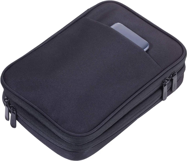 Alt view image 2 of 5 - TROIKA Connected CBO30/BK Cable Organizer with 2 Zipper compartments 2 Interior compartments with mesh Pockets and Elastic Loops for Accessories (Every Day Carry) 1 Exterior Compartment