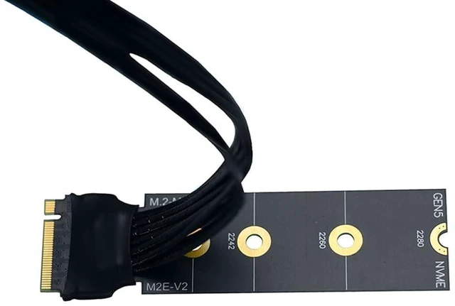 Alt view image 4 of 7 - JMT M22EF-S PCIE5.0 X4 SSD Adapter Cable M.2 Mkey Extender 128Gbps Compatible with M.2 NVME 2280 22110 SSD (30CM)