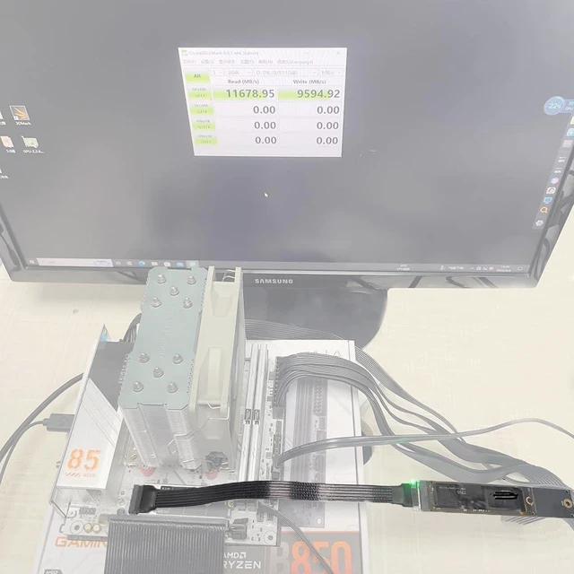Alt view image 2 of 7 - JMT M22EF-S PCIE5.0 X4 SSD Adapter Cable M.2 Mkey Extender 128Gbps Compatible with M.2 NVME 2280 22110 SSD (30CM)