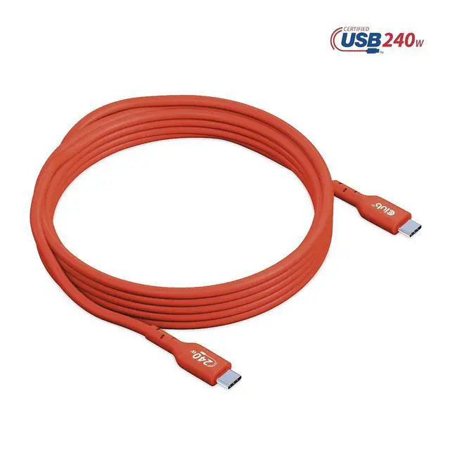 Alt view image 6 of 7 - Club 3D CAC-1515 USB2 Type-C Bi-Directional USB-IF Certified Cable 480Mb PD 240W (48V/5A) EPR Male/Male 4 m