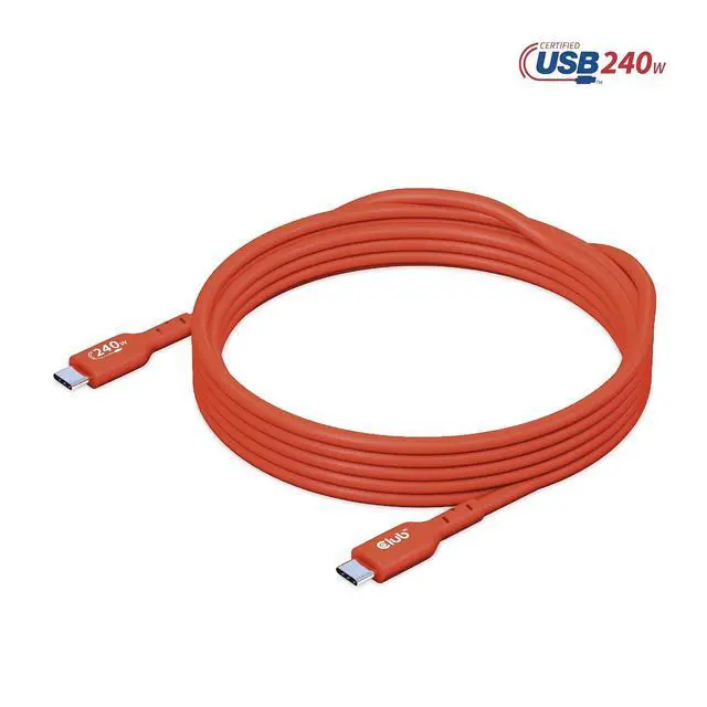 Alt view image 7 of 7 - Club 3D CAC-1515 USB2 Type-C Bi-Directional USB-IF Certified Cable 480Mb PD 240W (48V/5A) EPR Male/Male 4 m