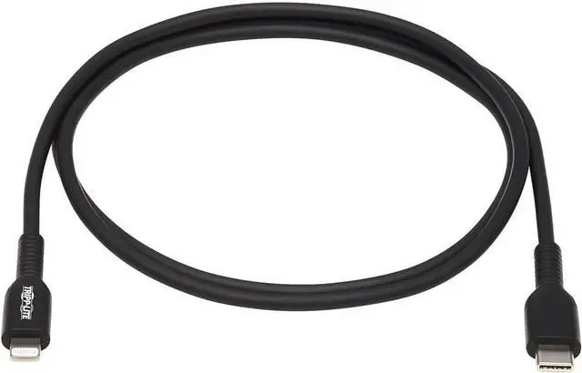 Alt view image 2 of 3 - Tripp Lite USB C to Lightning Sync/Charge Cable Black MFI Certified M/M 1M (M102-01M-BK)