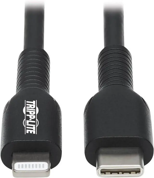 Main image of Tripp Lite USB C to Lightning Sync/Charge Cable Black MFI Certified M/M 1M (M102-01M-BK)