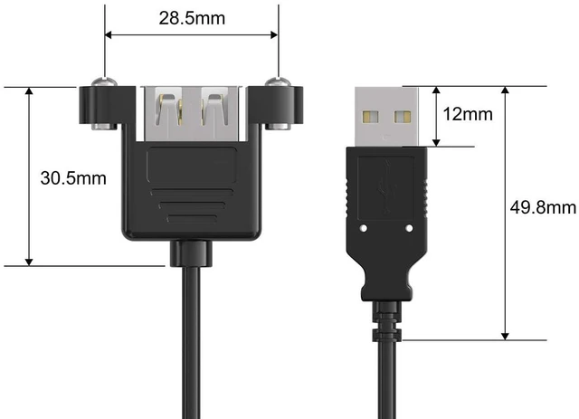 Alt view image 4 of 5 - Cable Leader USB 2.0 Panel-Mount Type A Male to Type A Female Cable (6 Foot (1 Pack))