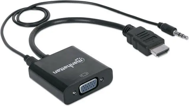 Alt view image 2 of 7 - Manhattan HDMI (Male) - VGA (Female) Converter Black 151450