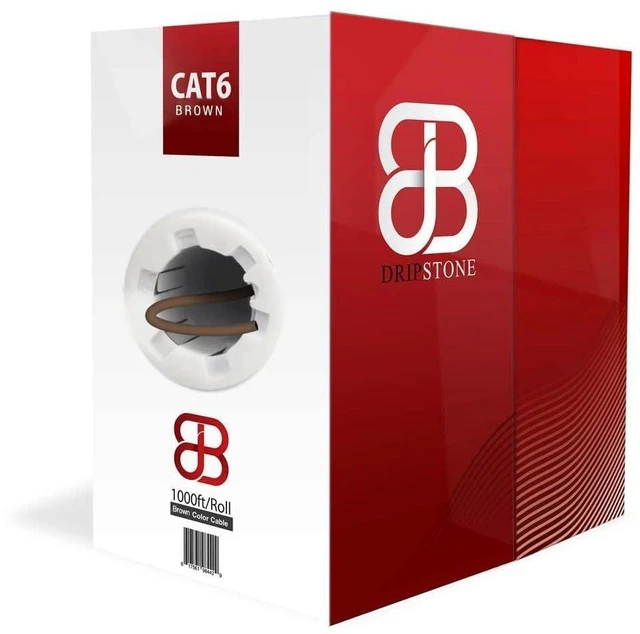 Alt view image 2 of 6 - Dripstone CAT6 Ethernet Cable 1000ft Bulk Network LAN Wire 23AWG Solid UTP 550MHz High-Speed Internet Cable Gaming, Streaming, Office, Home Use, Pull Box, Cat6 Bulk, Stable Connectivity - Brown
