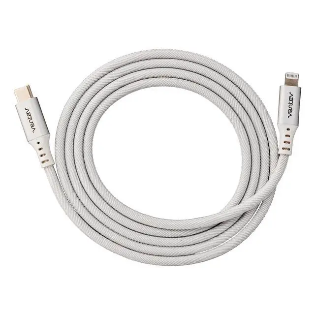 Alt view image 2 of 7 - Ventev - chargesync Alloy USB C to Apple Lightning Cable 4ft - White