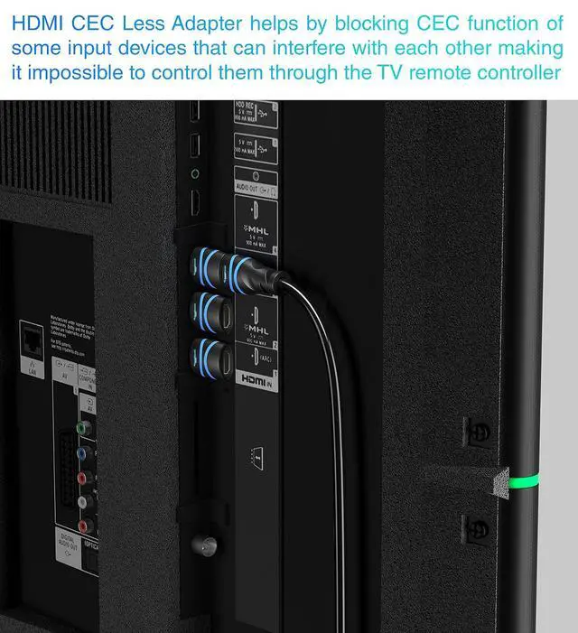 Alt view image 6 of 6 - BlueRigger HDMI CEC Less Adapter (4K UHD, ARC, Ethernet, Male to Female HDMI CEC Blocker) - Compatible with HDTV, TV Stick, Chromecast, Nintendo Switch, Xbox, PS5, PC, Soundbar