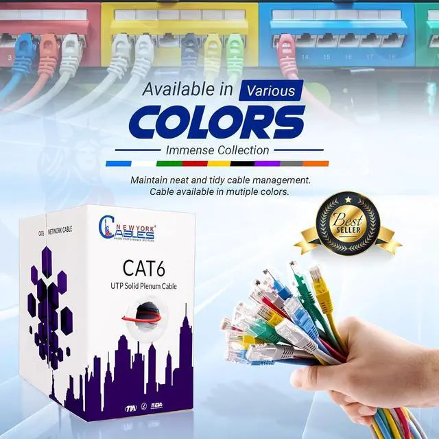 Alt view image 7 of 7 - CAT6 Plenum (CMP) 1000ft Bulk Ethernet Cable | Blue, White, Black, Green, Yellow & Red | 550MHz, 23AWG, UTP | | Guaranteed Extreme Performance & Bandwidth - Red
