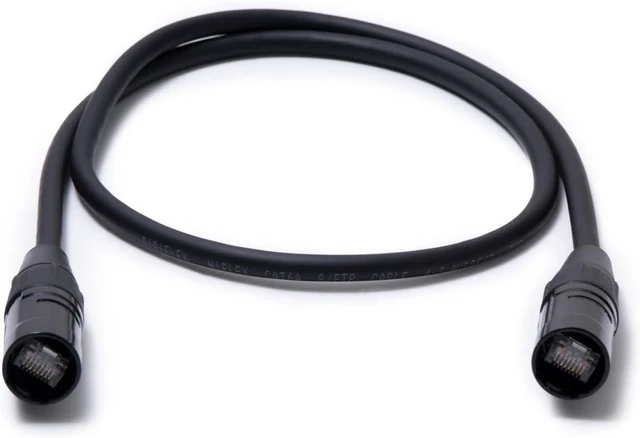 Main image of Digiflex 25 Foot Cat6A S/FTP Cable with REAN Locking Ethernet - High Speed Data Transfer and Power Over Ethernet Support - Flexible and Rugged Design - Black