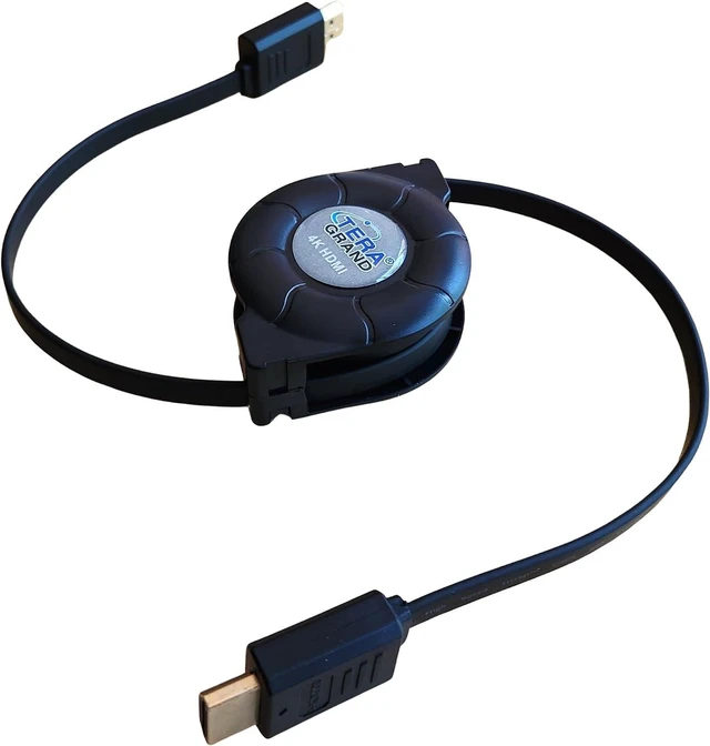 Alt view image 2 of 6 - Tera Grand RETH-WH343 Premium High Speed HDMI Retractable Cable, 4.25-Feet