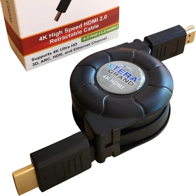Alt view image 3 of 6 - Tera Grand RETH-WH343 Premium High Speed HDMI Retractable Cable, 4.25-Feet