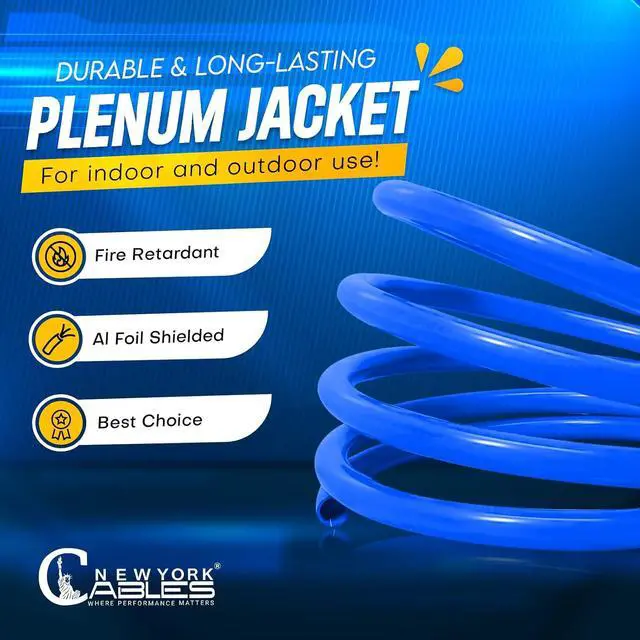 Alt view image 5 of 7 - NewYork Cables Cat6 Shielded Plenum Cable 1000FT - 100% Solid Bare Copper Conductors - PoE++ Support, 23 AWG, 550MHz Overall Foil Shield (F/UTP) - Boost Your Networking & Gaming with 10GB High Speed