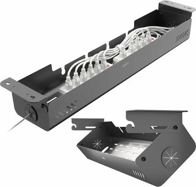 Main image of VIVO Under-Desk 35 inch Screw-On Cable Management Box with Flip-Open Lid, Easy-to-Open Steel Cord and Power Strip Organizer, Cable Basket Under Desk, 11 lbs Capacity, Black, DESK-ACMB35-S