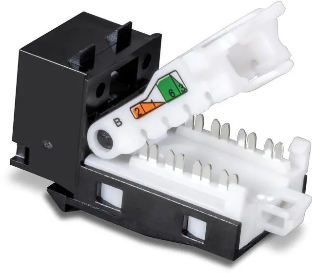 Alt view image 6 of 7 - TRENDnet Cat6 Keystone Jack, 25-Pack Bundle, 90° Angle Termination, Compatible with Cat5, Cat5e, & Cat6 Cabling, Color-Coded Labeling for T568B Wiring, Gold-Plated Contacts,TC-K25C6BK