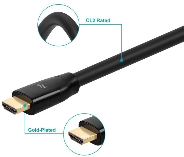 Alt view image 3 of 6 - Monoprice 4K Certified Premium High Speed HDMI Cable - 4K60Hz 18Gbps HDR CL3 Rated 20ft Black