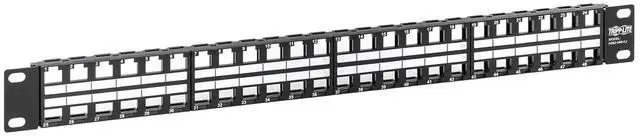 Main image of Tripp Lite Blank Unshielded Keystone Patch Panel 48-Port RJ45 - USB, HDMI, RJ45, Cat5e & Cat6 Multimedia Keystone Compatible - 1U Rack Mount, Heavy-Duty Steel, Manufacturer's Warranty (N062-048-KJ)