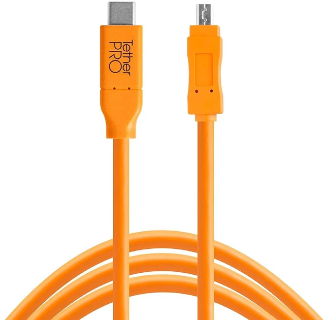 Main image of TetherPro USB-C to 2.0 Mini-B 8-Pin, 15' (4.6m) (High-Visibility Orange)