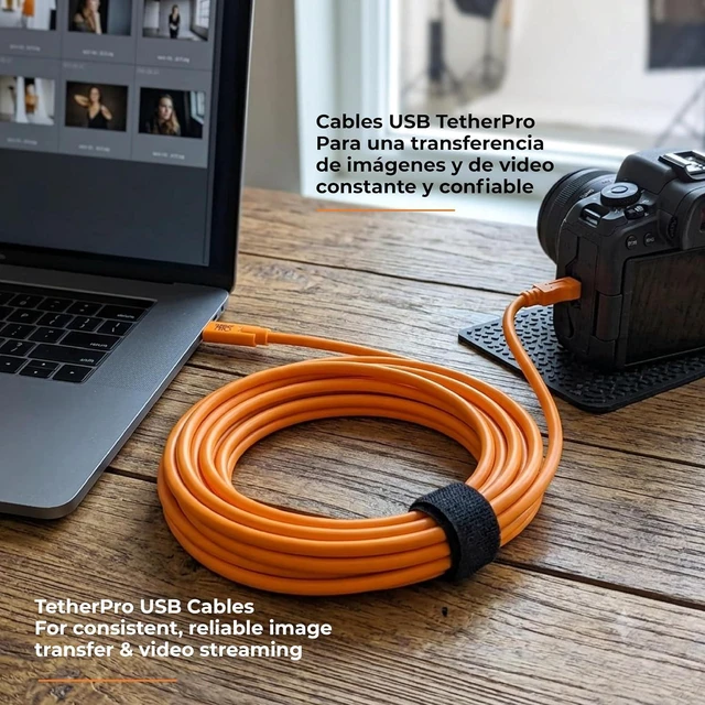 Alt view image 3 of 7 - TetherPro USB-C to 2.0 Mini-B 8-Pin, 15' (4.6m) (High-Visibility Orange)