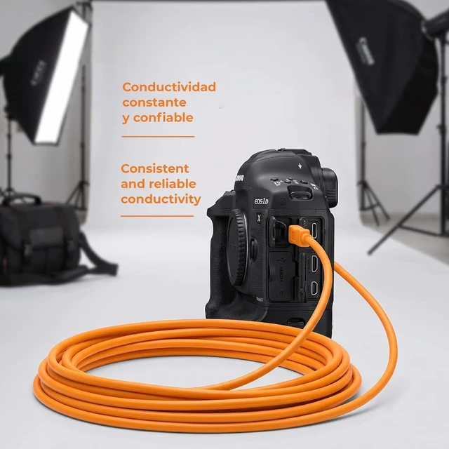 Alt view image 5 of 7 - TetherPro USB-C to 2.0 Mini-B 8-Pin, 15' (4.6m) (High-Visibility Orange)