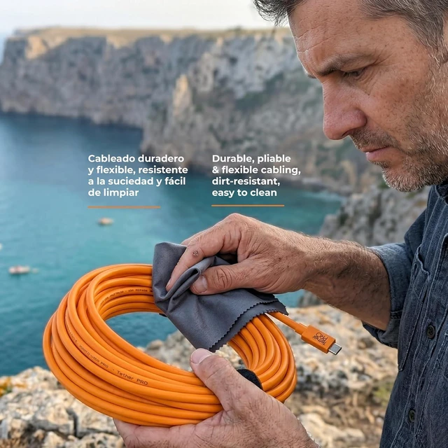 Alt view image 7 of 7 - TetherPro USB-C to 2.0 Mini-B 8-Pin, 15' (4.6m) (High-Visibility Orange)