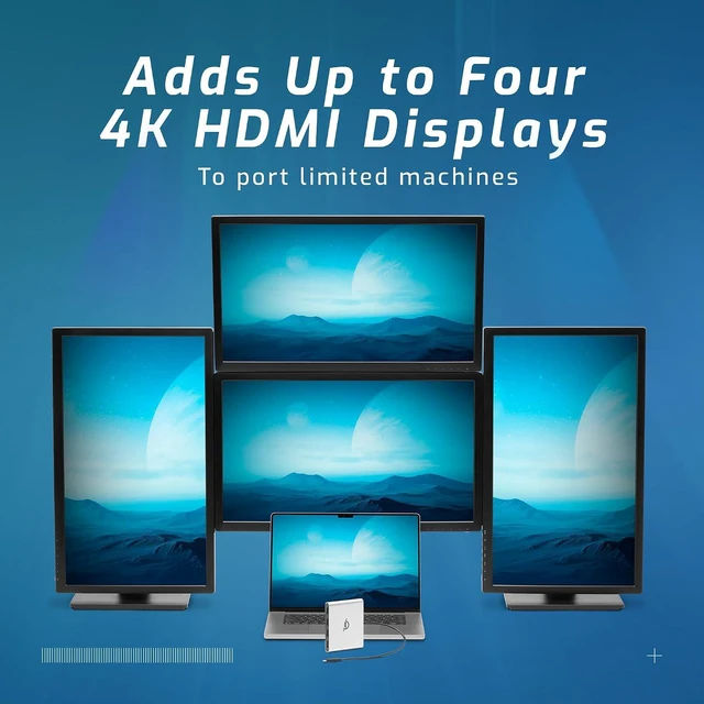 Alt view image 4 of 7 - OWC USB-C Quad HDMI 4K Display Adapter with DisplayLink