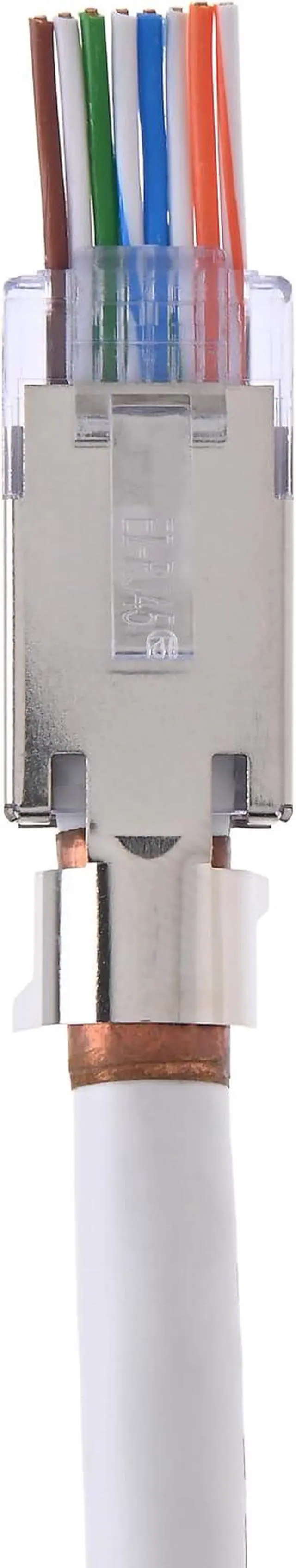 Alt view image 5 of 7 - Platinum Tools 202022J EZ-RJ45 Shielded CAT5E/6 External Ground Connector, 50-Pack