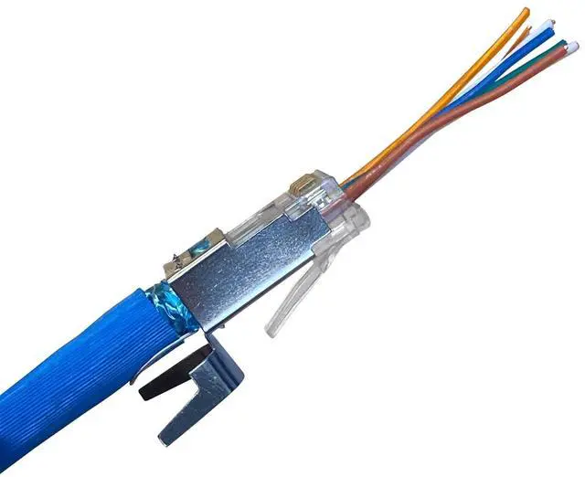 Alt view image 4 of 7 - Klein Tools VDV826-754 Modular Data Plug for CAT6A Shielded Cable and Larger Diameter CAT6 Indoor or Outdoor Ethernet Cable, 100-Pack