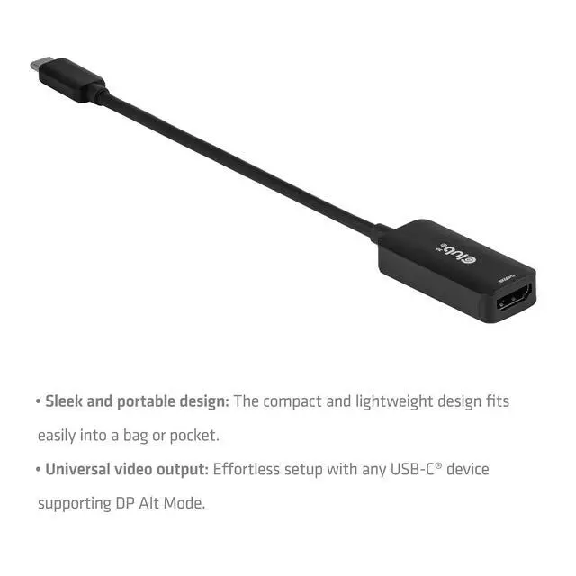 Alt view image 4 of 7 - Club 3D USB C to HDMI Cable 8K@60Hz 4K@144Hz Active Adapter - Gaming PC Laptop Console to Monitor TV - USB c altmode 1.4 to HDMI 2.1 HDR10+ Dolby Vision Converter CAC-2505