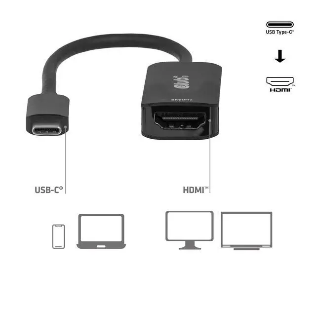 Alt view image 6 of 7 - Club 3D USB C to HDMI Cable 8K@60Hz 4K@144Hz Active Adapter - Gaming PC Laptop Console to Monitor TV - USB c altmode 1.4 to HDMI 2.1 HDR10+ Dolby Vision Converter CAC-2505