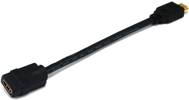 Main image of Monoprice 8-Inch 28AWG High Speed Male to Female HDMI Port Saver, Black (102891)
