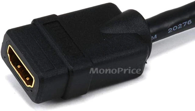 Alt view image 2 of 3 - Monoprice 8-Inch 28AWG High Speed Male to Female HDMI Port Saver, Black (102891)