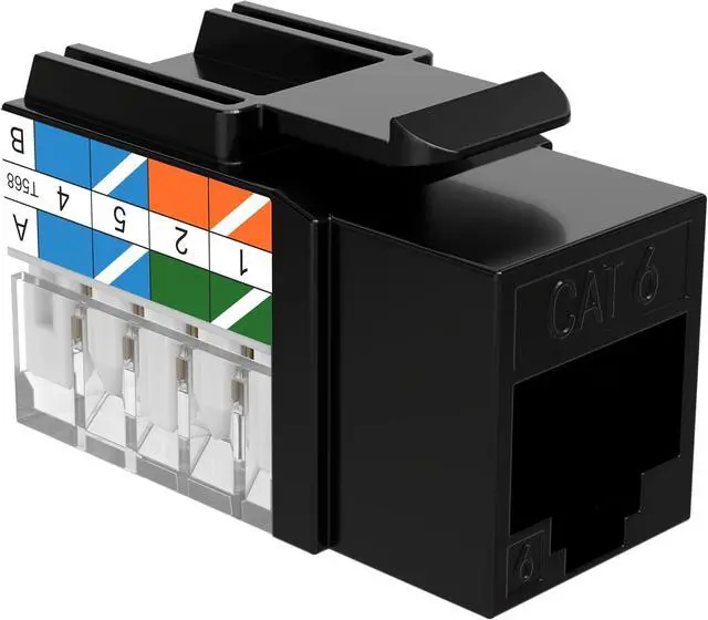 Alt view image 6 of 7 - SATMAXIMUM 50 Pack Cat6 Keystone Ethernet Wall Jacks RJ45 Punch Down Slim Profile UTP Black, 45 Degree for Patch Panel & Wall Plate, Supports Up to 10Gbps