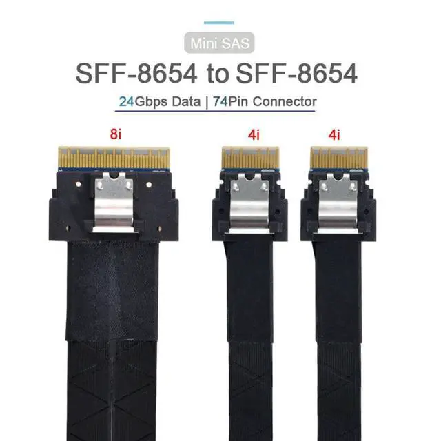 Alt view image 2 of 7 - chenyang 1.64 Feet SlimSAS to SlimSAS Cable, SFF-8654 8i 1 to 2 SFF-8654 4i Cable for Servers, Switches, Routers, Hard Drives
